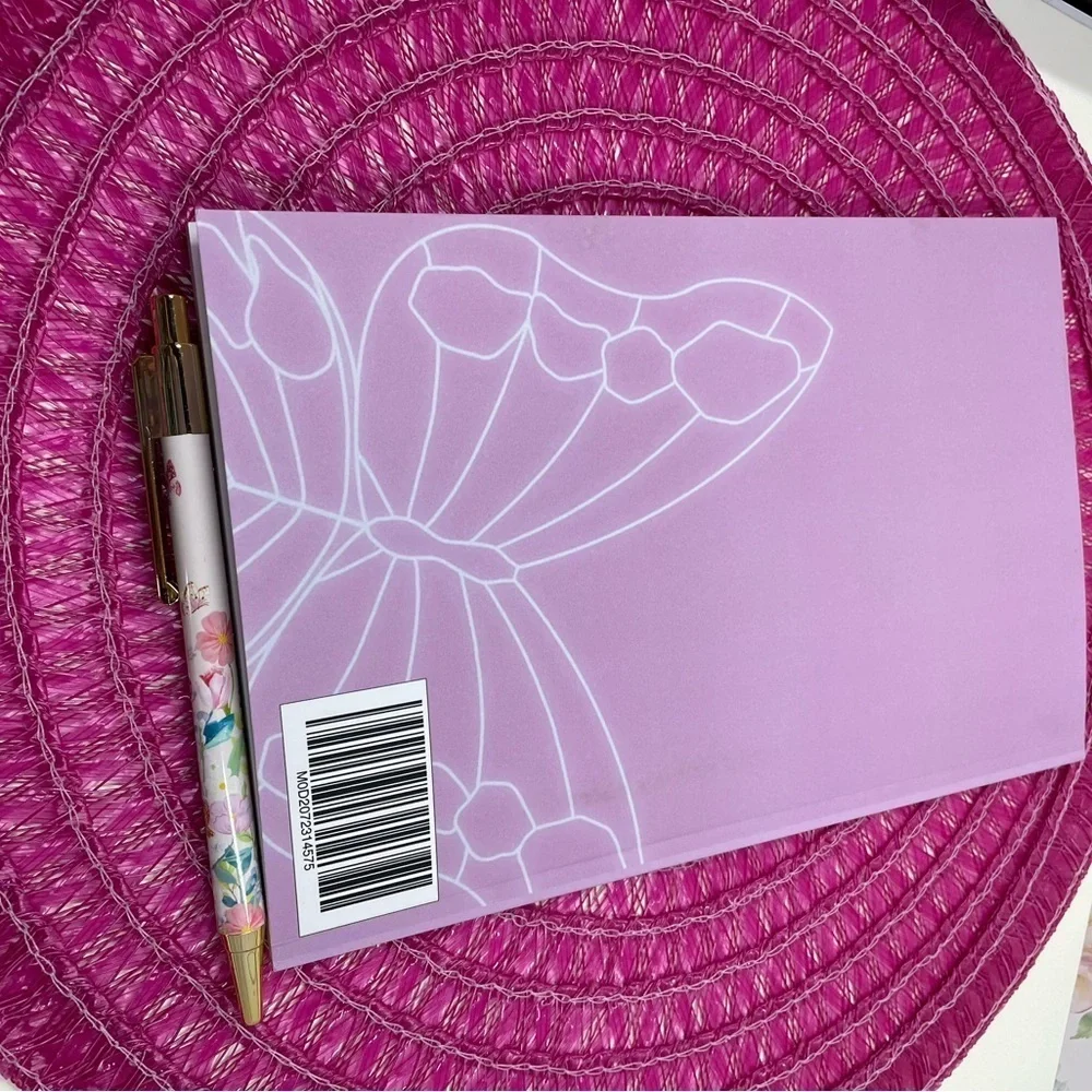Purple Butterfly Journal with Floral Pen